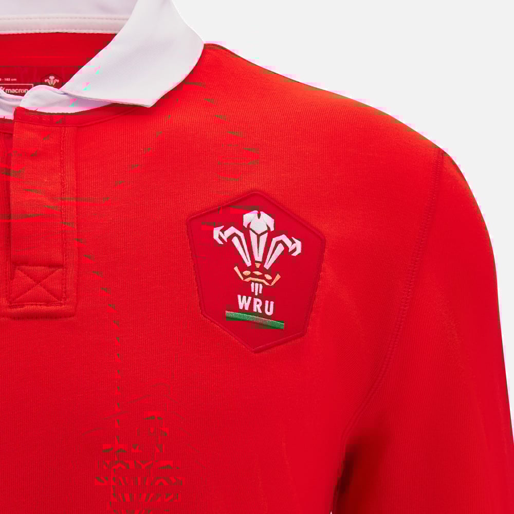 Wales Rugby Langarm Baumwoll-Heimshirt Herren