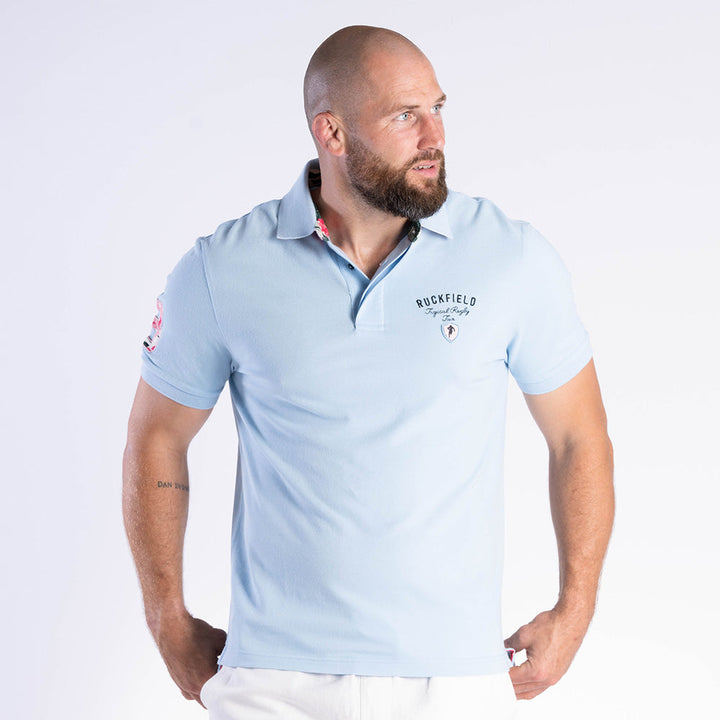Tropisches Rugby Ruckfield Hellblaues Piqué-Polo