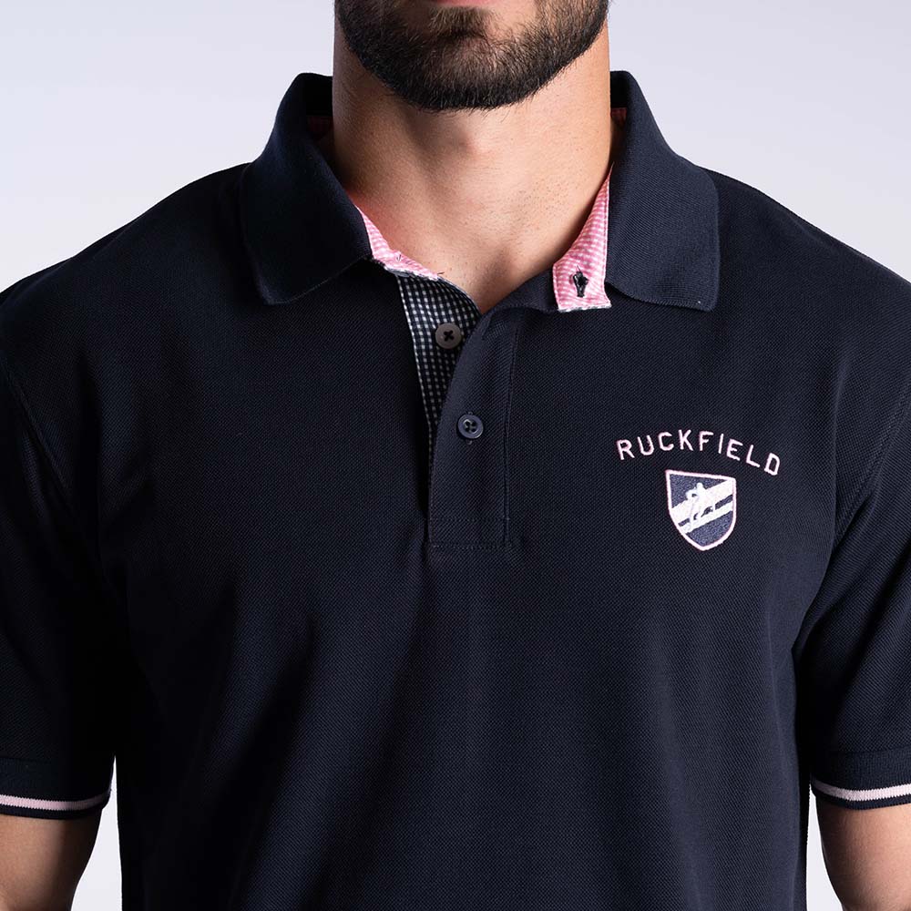 Ruckfield Members Rugby Club House Navy Polo mit Kurzen Ärmeln
