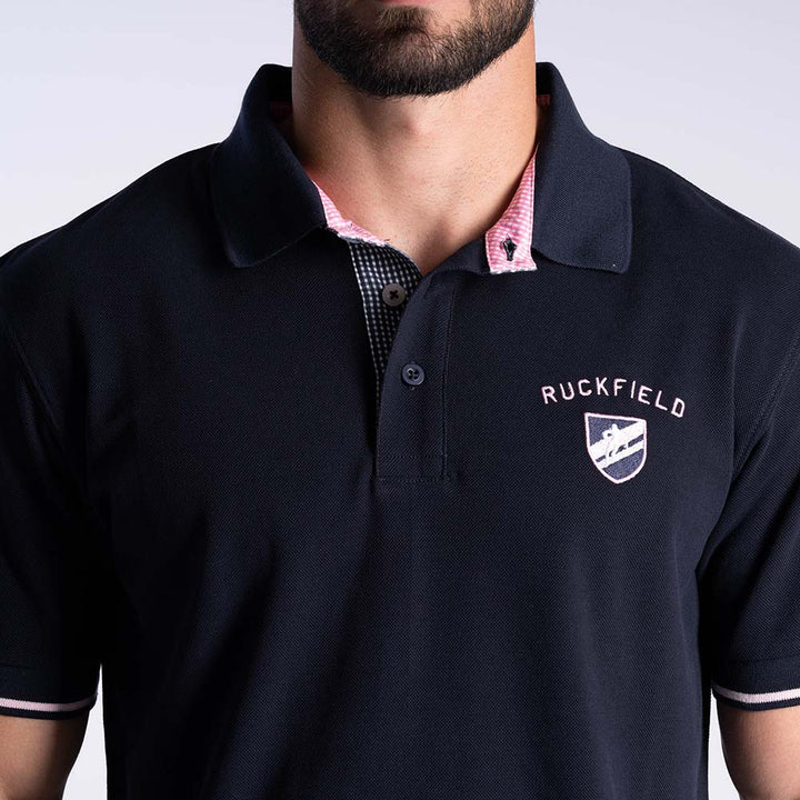 Ruckfield Members Rugby Club House Navy Polo mit Kurzen Ärmeln