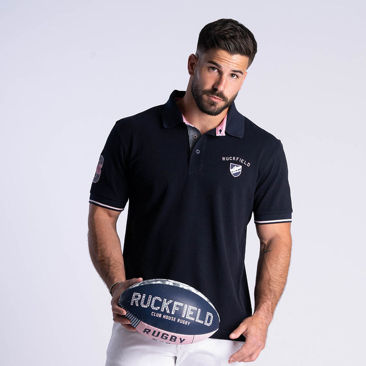 Ruckfield Members Rugby Club House Navy Polo mit Kurzen Ärmeln