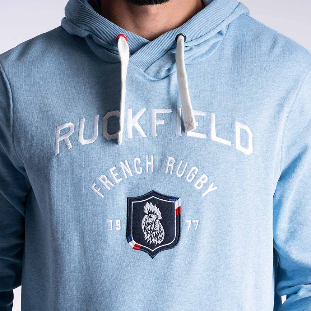 Ruckfield French Rugby Club lyseblå hættetrøje