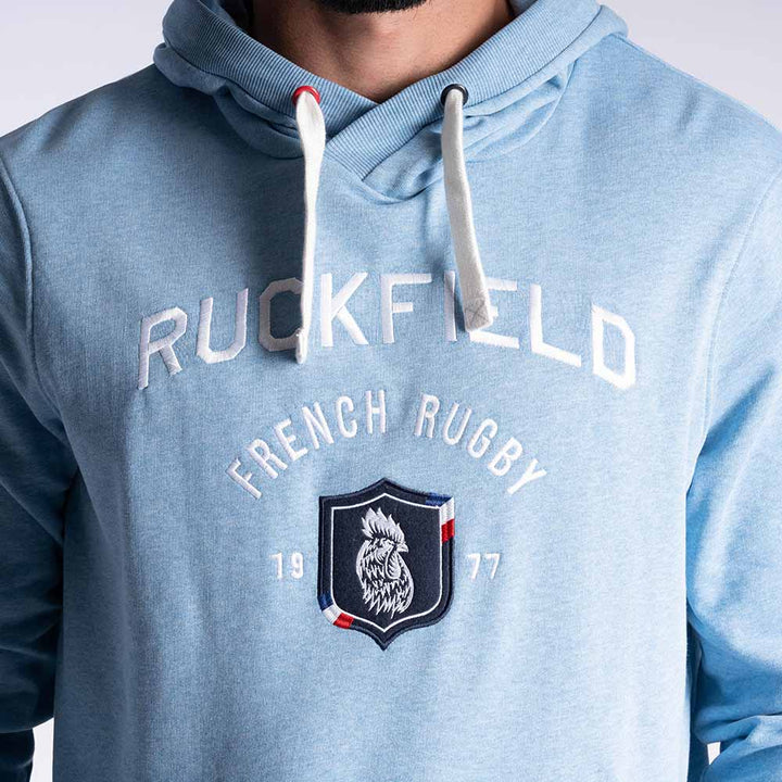 Ruckfield French Rugby Club lyseblå hættetrøje