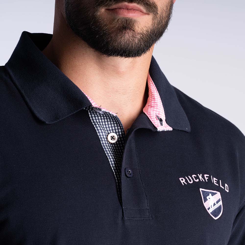 Ruckfield Members Rugby Club House Navy Polo mit Kurzen Ärmeln