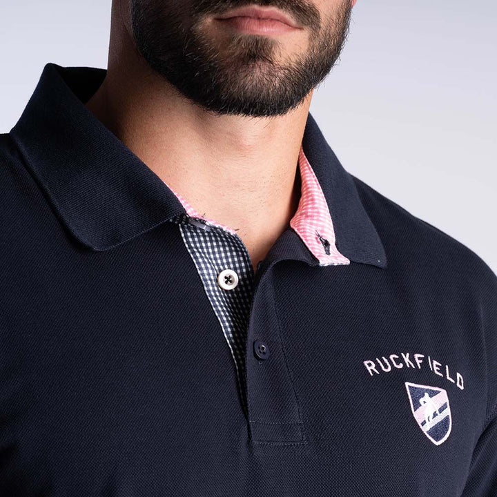 Ruckfield Members Rugby Club House Navy Polo mit Kurzen Ärmeln